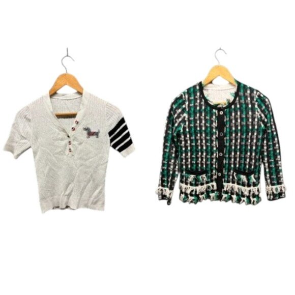Women’s Cardigan T-Shirt Size Small Tweed Knit‎ Open Front Japan Style - Picture 1 of 16